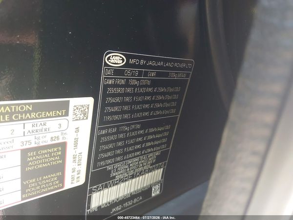 2019 LAND ROVER RANGE ROVER SPORT SUPERCHARGED DYNAMIC