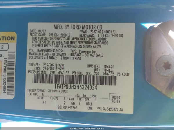 2017 FORD MUSTANG ECOBOOST PREMIUM