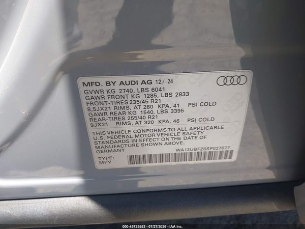 2025 AUDI Q4 SPORTBACK E-TRON PREMIUM PLUS 55 QUATTRO
