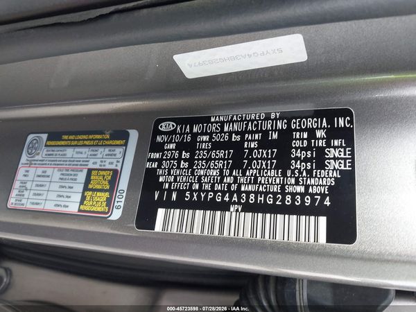 2017 KIA SORENTO 2.4L L
