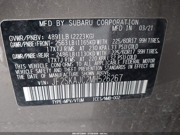 2021 SUBARU FORESTER PREMIUM — I9