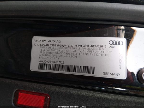 2018 AUDI S5 3.0T PREMIUM PLUS