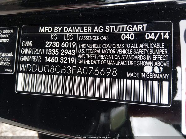 2015 MERCEDES-BENZ S 550 S550