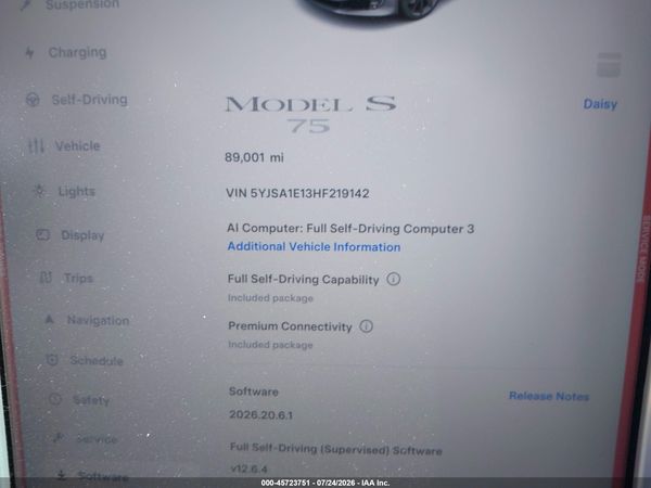 2017 TESLA MODEL S 60/75
