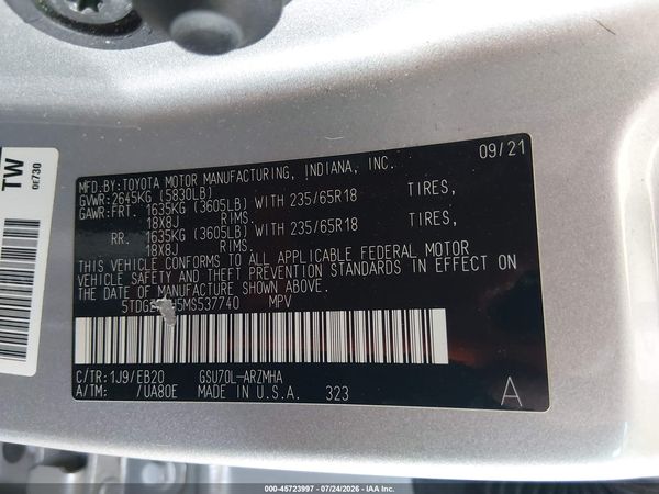 2021 TOYOTA HIGHLANDER XLE
