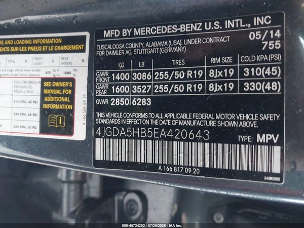 2014 MERCEDES-BENZ ML 350 4MATIC