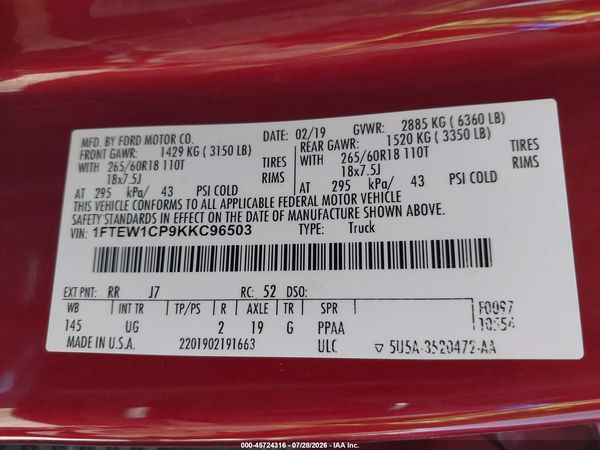 2019 FORD F-150 XLT