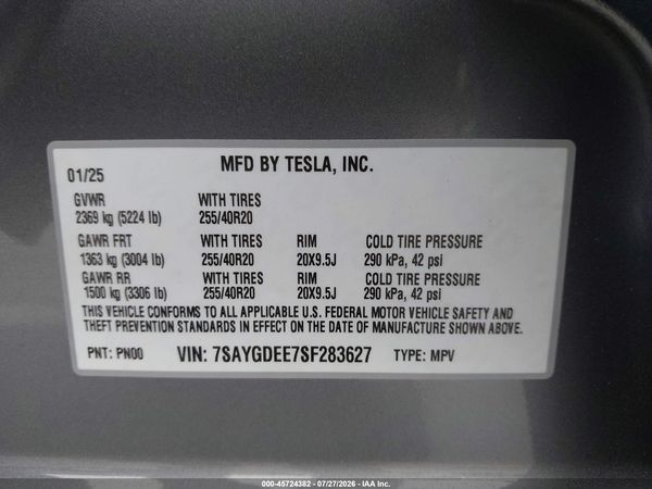 2025 TESLA MODEL Y