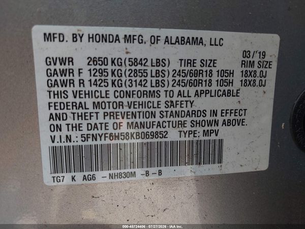 2019 HONDA PILOT EX-L