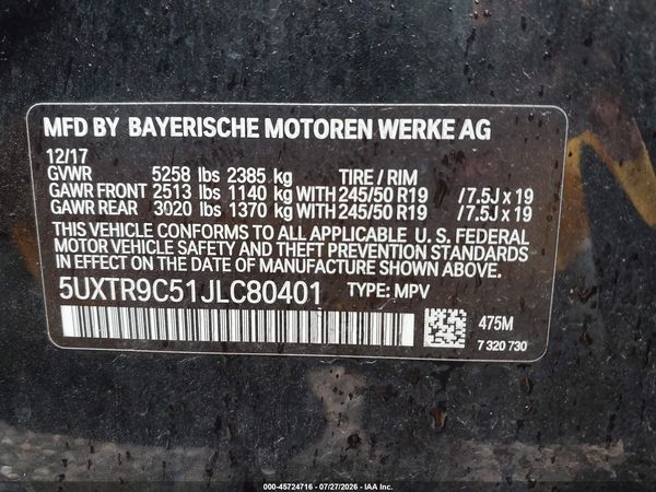 2018 BMW X3 XDRIVE30I