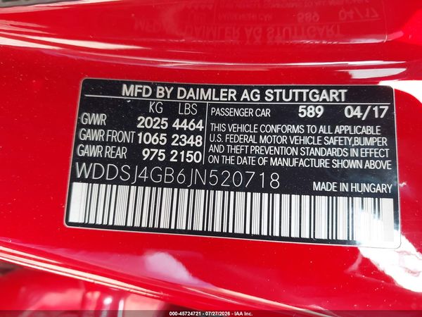 2018 MERCEDES-BENZ CLA 250 4MATIC