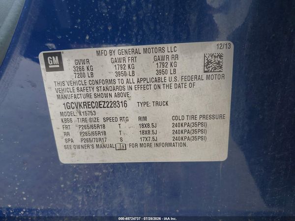 2014 CHEVROLET SILVERADO 1500 LT — I9