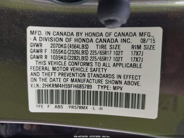 2015 HONDA CR-V EX