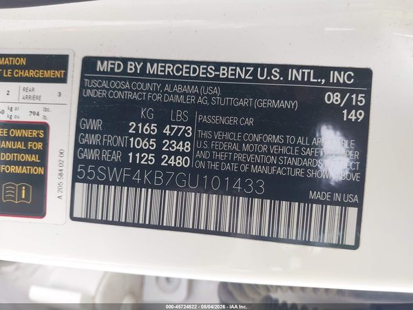 2016 MERCEDES-BENZ C 300 4MATIC