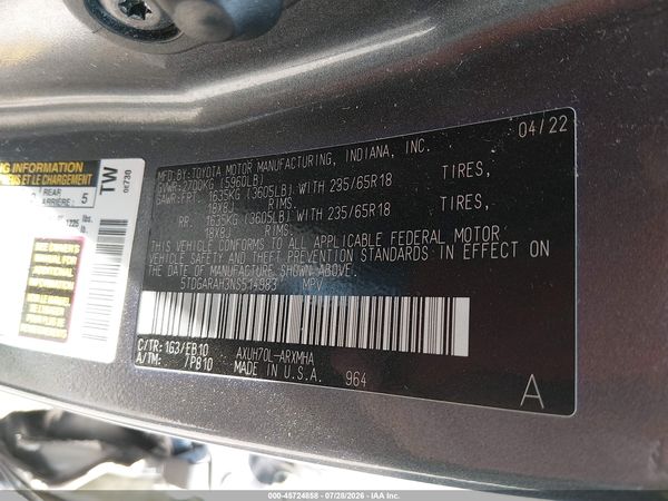 2022 TOYOTA HIGHLANDER HYBRID XLE