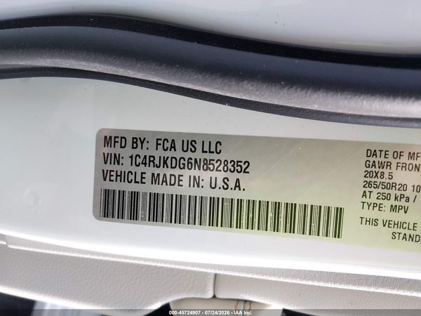 2022 JEEP GRAND CHEROKEE L OVERLAND 4X4