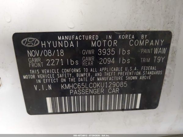 2019 HYUNDAI IONIQ HYBRID BLUE