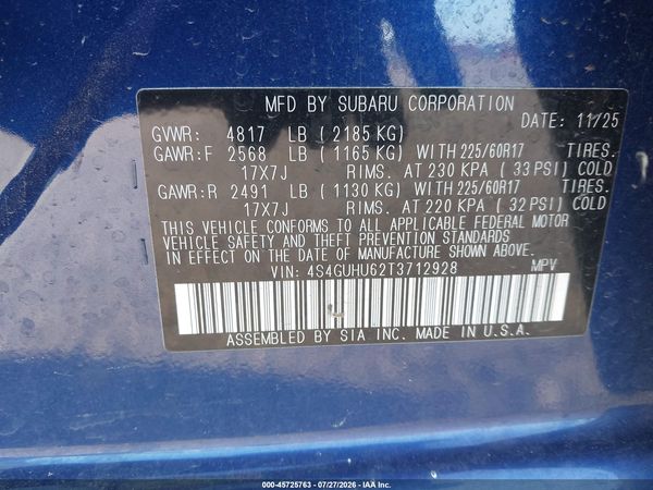 2026 SUBARU CROSSTREK WILDERNESS — I9