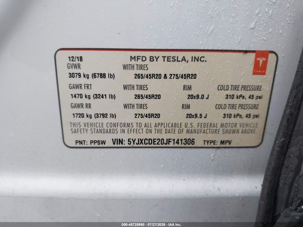 2018 TESLA MODEL X 100D/75D/P100D