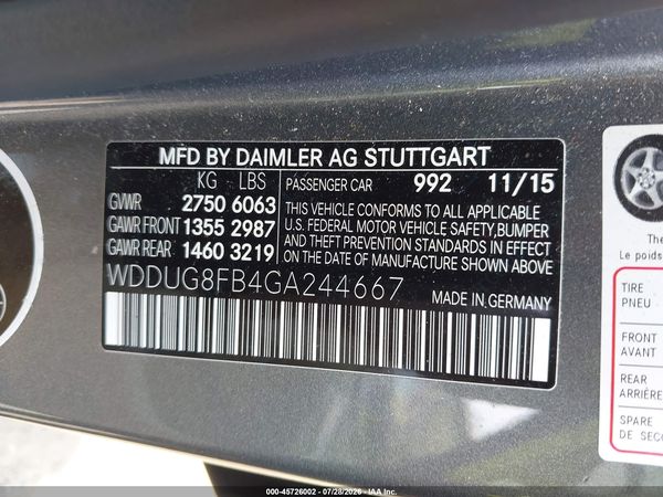 2016 MERCEDES-BENZ S 550 4MATIC