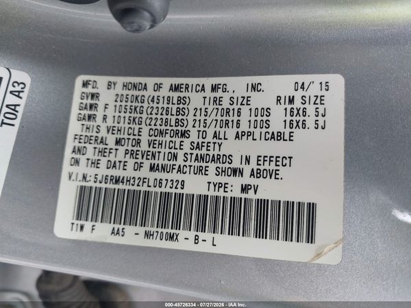 2015 HONDA CR-V LX