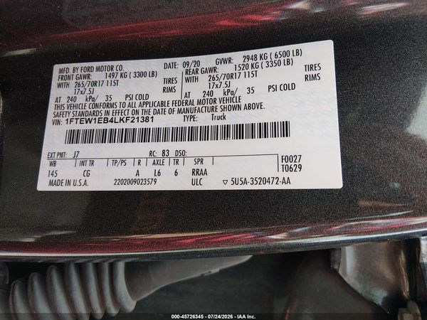 2020 FORD F-150 XL