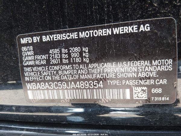 2018 BMW 320I XDRIVE