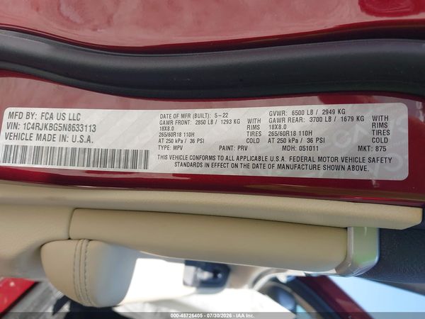 2022 JEEP GRAND CHEROKEE L LIMITED 4X4