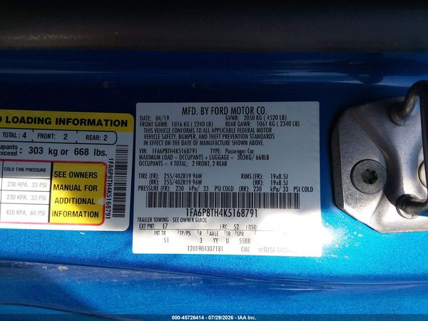 2019 FORD MUSTANG ECOBOOST PREMIUM