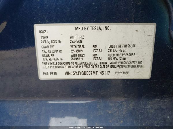 2021 TESLA MODEL Y