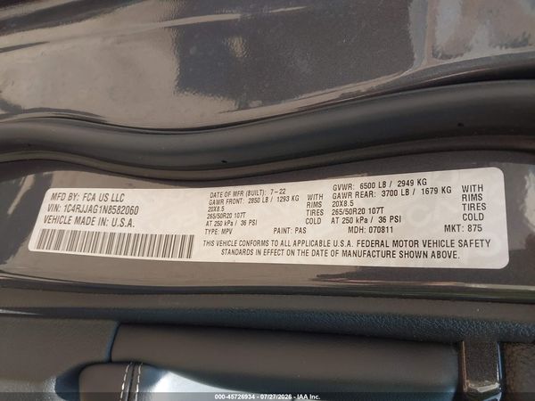 2022 JEEP GRAND CHEROKEE L ALTITUDE 4X2