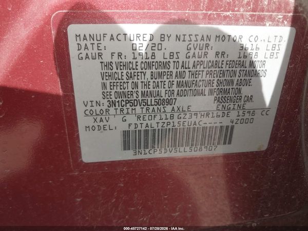 2020 NISSAN KICKS SR XTRONIC CVT