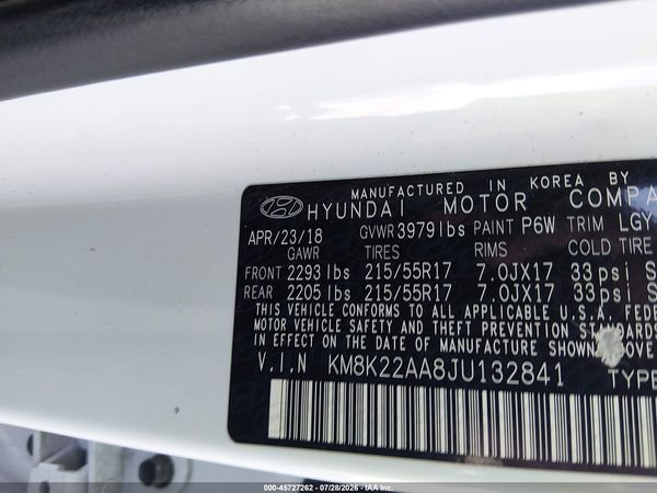 2018 HYUNDAI KONA SEL