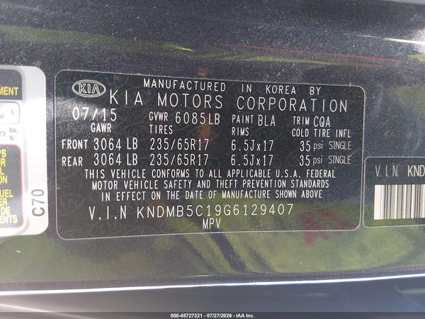 2016 KIA SEDONA LX