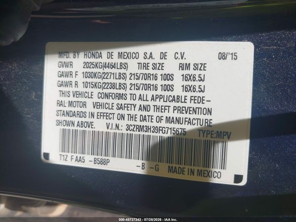 2015 HONDA CR-V LX