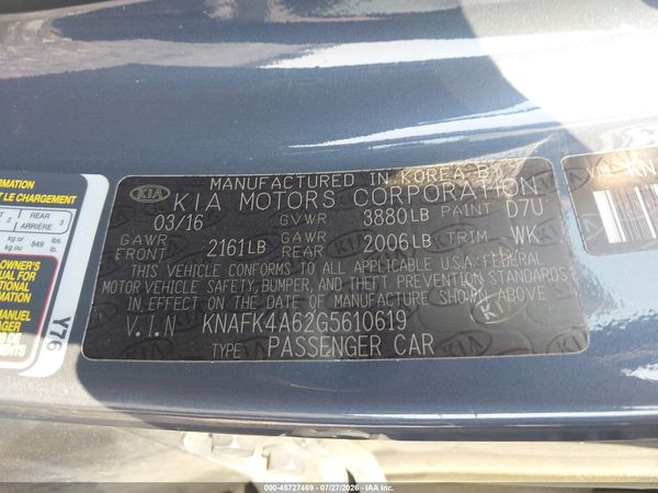 2016 KIA FORTE LX