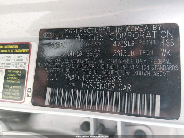 2018 KIA CADENZA PREMIUM