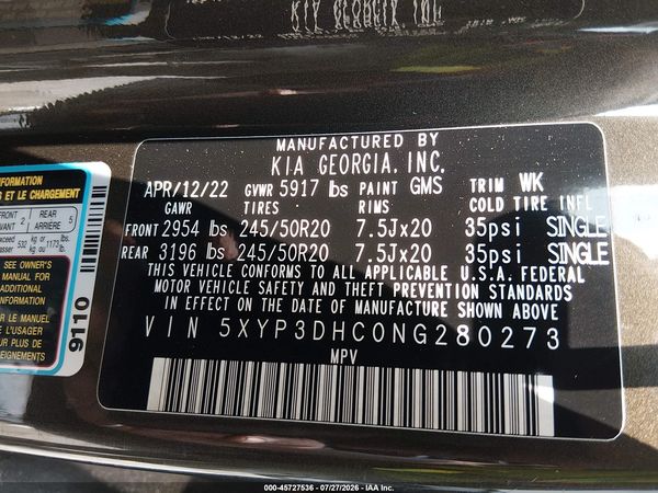 2022 KIA TELLURIDE EX