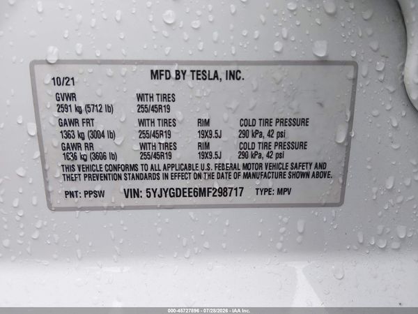 2021 TESLA MODEL Y