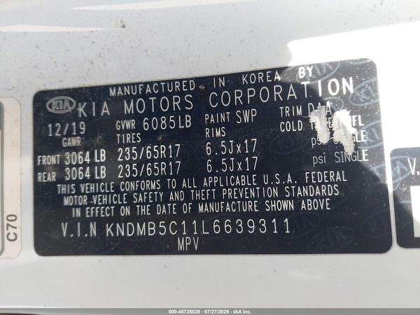 2020 KIA SEDONA LX