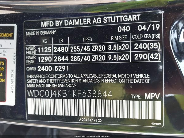 2019 MERCEDES-BENZ GLC 300 COUPE 4MATIC