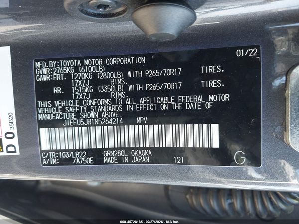 2022 TOYOTA 4RUNNER SR5 PREMIUM