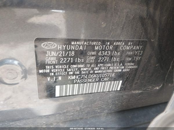2019 HYUNDAI IONIQ PLUG-IN HYBRID LIMITED