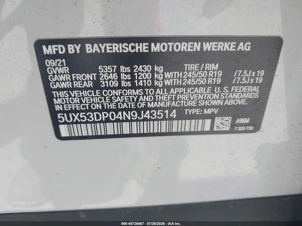 2022 BMW X3 XDRIVE30I