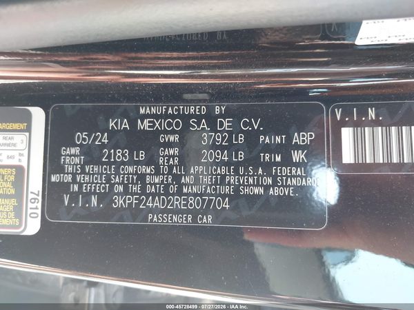 2024 KIA FORTE LXS