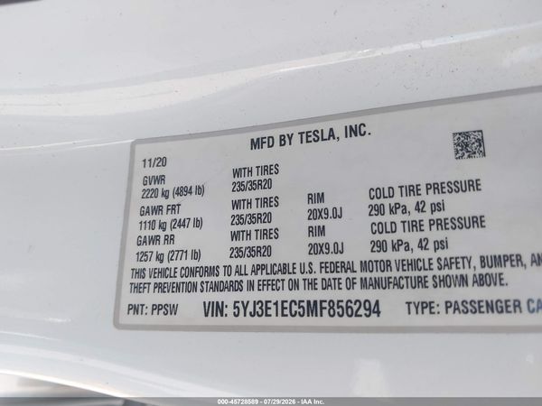 2021 TESLA MODEL 3