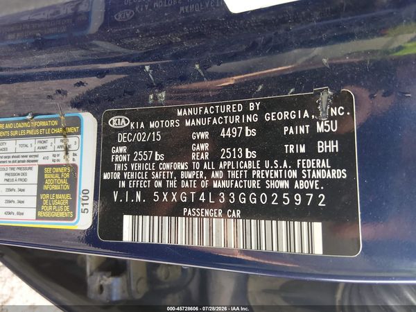 2016 KIA OPTIMA LX