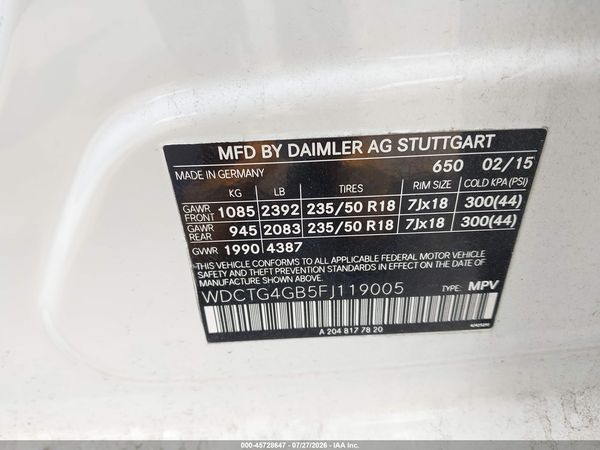 2015 MERCEDES-BENZ GLA 250 4MATIC