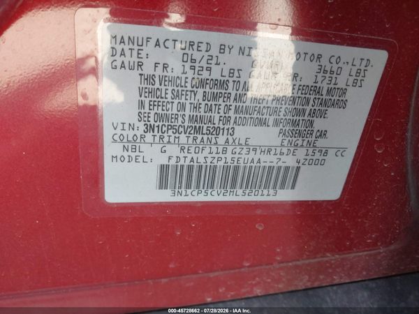 2021 NISSAN KICKS SV XTRONIC CVT — I9