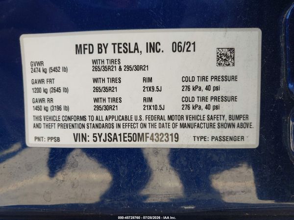 2021 TESLA MODEL S